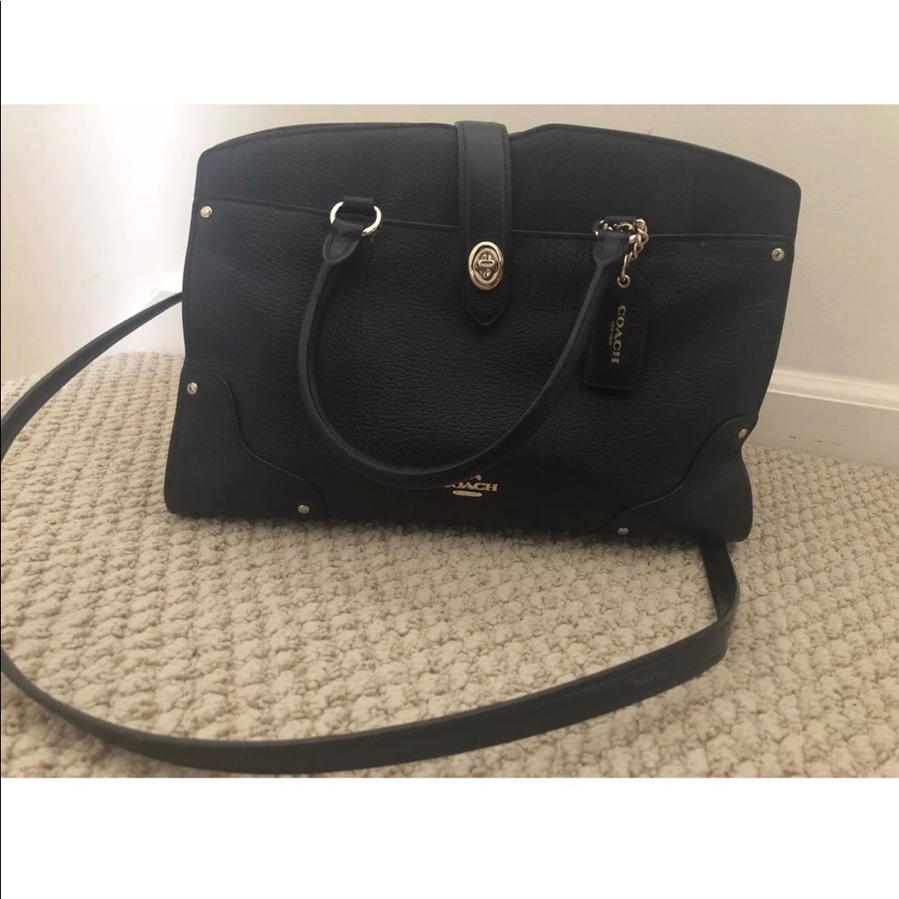 Coach Mercer 30 Black satchel grain leather bag